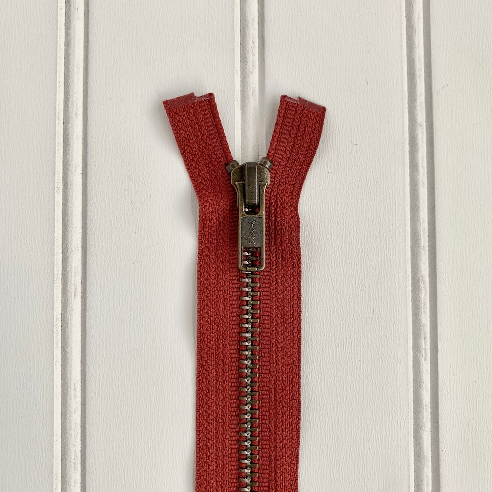 YKK Metal Jacket Zipper - Rust & Antique Gold – Maker's Fabric